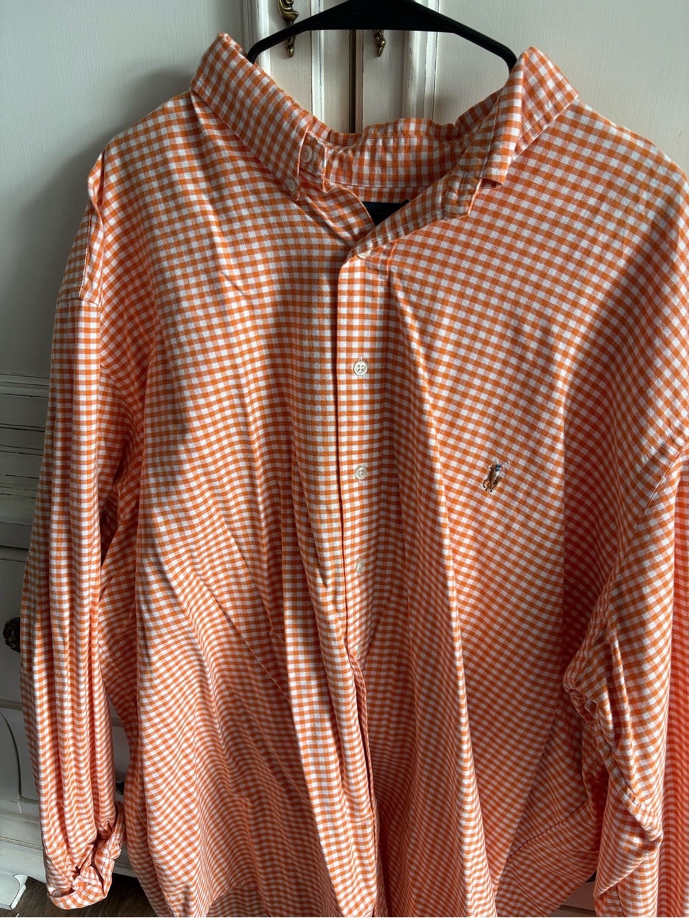 Polo by Ralph Lauren Orange and White Gingham Button-Down Shirt